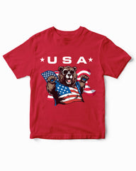 American Bear Patriotic USA Funny Kids T-Shirt