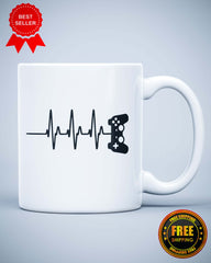 Gamer Heartbeat Video Game Lover Funny Ceramic Mug