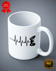 Gamer Heartbeat Video Game Lover Funny Ceramic Mug