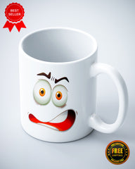 3D Print Big White Eyes Funny Face Ceramic Mug
