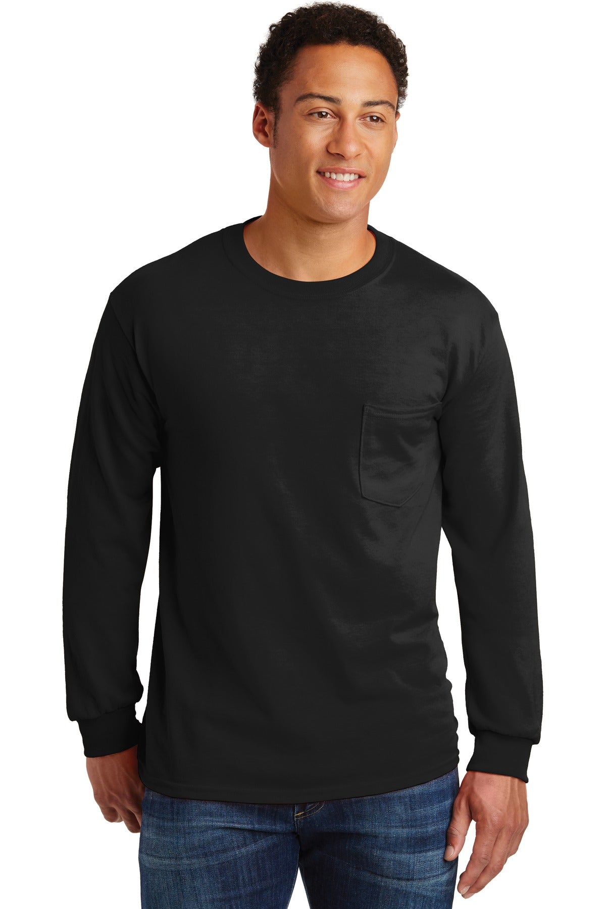 Gildan Ultra Cotton 100% Cotton Long Sleeve T-Shirt with Pocket 2410