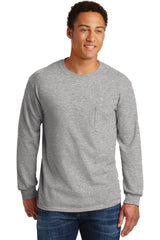 Gildan Ultra Cotton 100% Cotton Long Sleeve T-Shirt with Pocket 2410