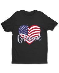 4th Of July Independence Day Blessed Heart America Patriotic Womens T-Shirt
