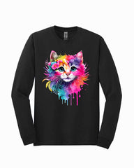 Colorful Cat Face Funny Long Sleeve Shirt