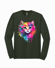 Colorful Cat Face Funny Long Sleeve Shirt