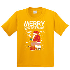 Smoking Santa Christmas Kids T-Shirt - ApparelinClick
