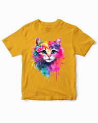 Colorful Cat Face Funny Kids T-Shirt