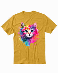 Colorful Cat Face Funny Men's T-Shirt