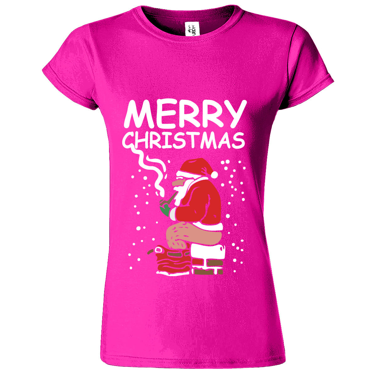 Smoking Santa Christmas Womens T-Shirt - ApparelinClick