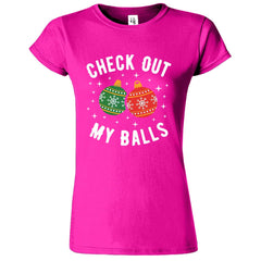 Check Out My Balls Christmas Womens T-Shirt - ApparelinClick