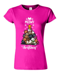 Meowy Christmas Womens T-Shirt - ApparelinClick
