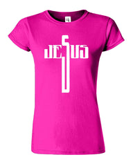 Jesus Cross Big Logo Christian Religious Womens T-Shirt