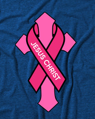 Jesus Christ Cross Breast Cancer Funny Men's T-Shirt