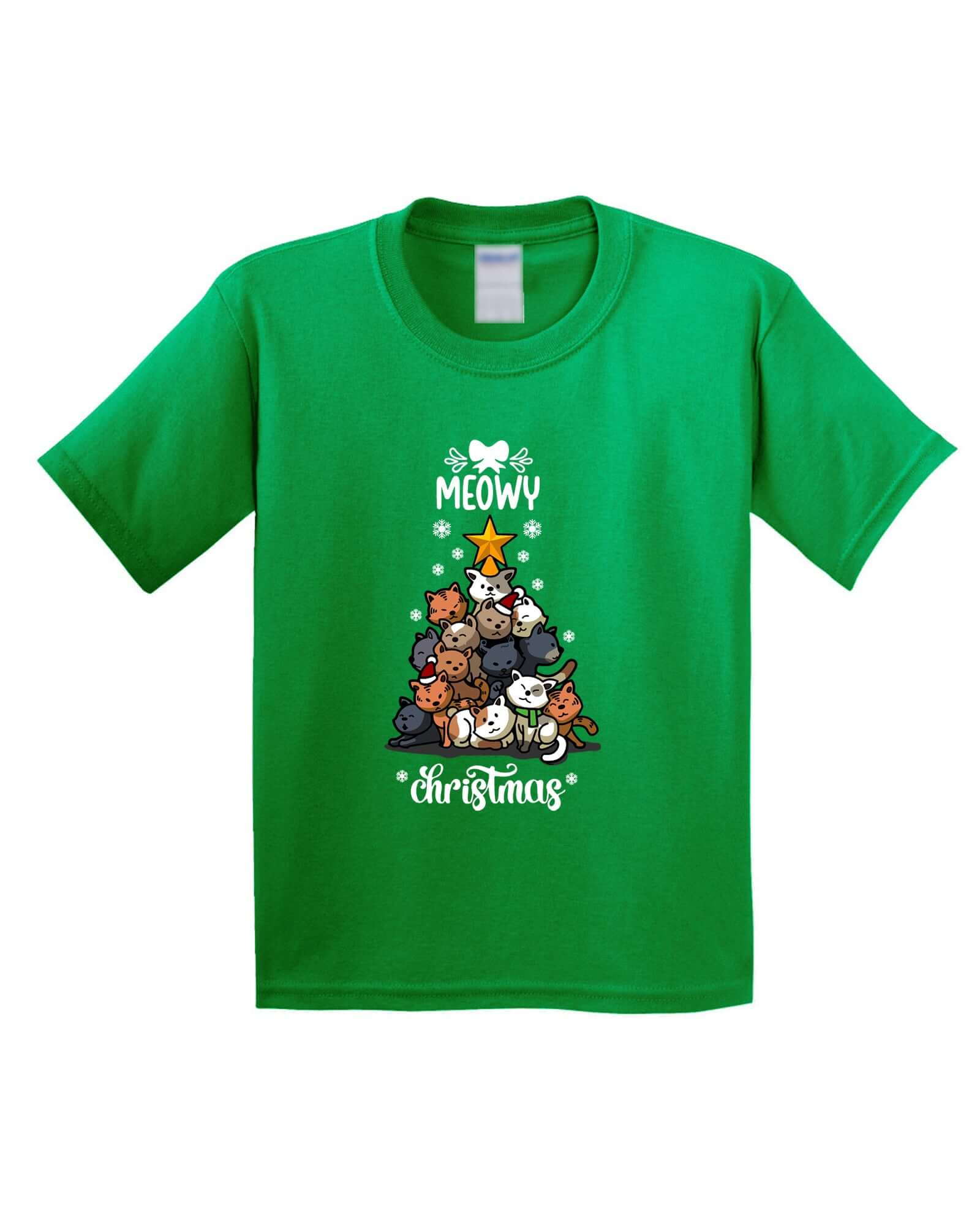 Meowy Christmas Kids T-Shirt - ApparelinClick