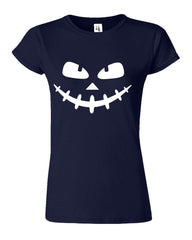 Halloween Pumpkin Face Funny Womens T-Shirt