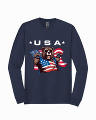 American Bear Patriotic USA Funny Long Sleeve Shirt