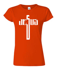 Jesus Cross Big Logo Christian Religious Womens T-Shirt