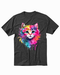 Colorful Cat Face Funny Men's T-Shirt