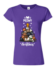 Meowy Christmas Womens T-Shirt - ApparelinClick