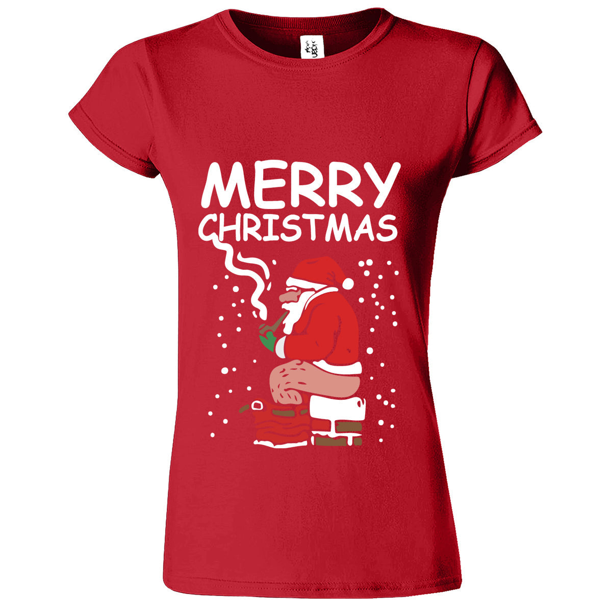 Smoking Santa Christmas Womens T-Shirt - ApparelinClick