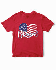 4th Of July Independence Day Blessed Heart America Patriotic Kids T-Shirt