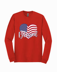 4th Of July Independence Day Blessed Heart America Patriotic Long Sleeve Shirt