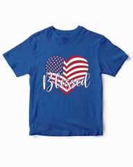 4th Of July Independence Day Blessed Heart America Patriotic Kids T-Shirt