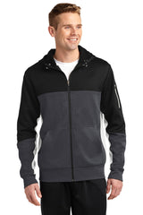 Sport-Tek Tech Fleece Colorblock Full-Zip Hooded Jacket ST245