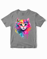 Colorful Cat Face Funny Kids T-Shirt
