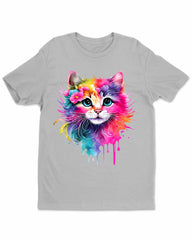 Colorful Cat Face Funny Womens T-Shirt