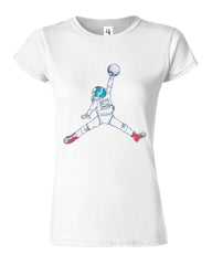 Spaceman Hold Moon Funny Womens T-Shirt