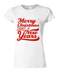 Merry Christmas Happy New Year Womens T-Shirt - ApparelinClick