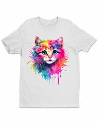 Colorful Cat Face Funny Womens T-Shirt
