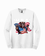 American Bear Patriotic USA Funny Long Sleeve Shirt