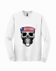 Skull Face American Patriotic Funny Long Sleeve Shirt
