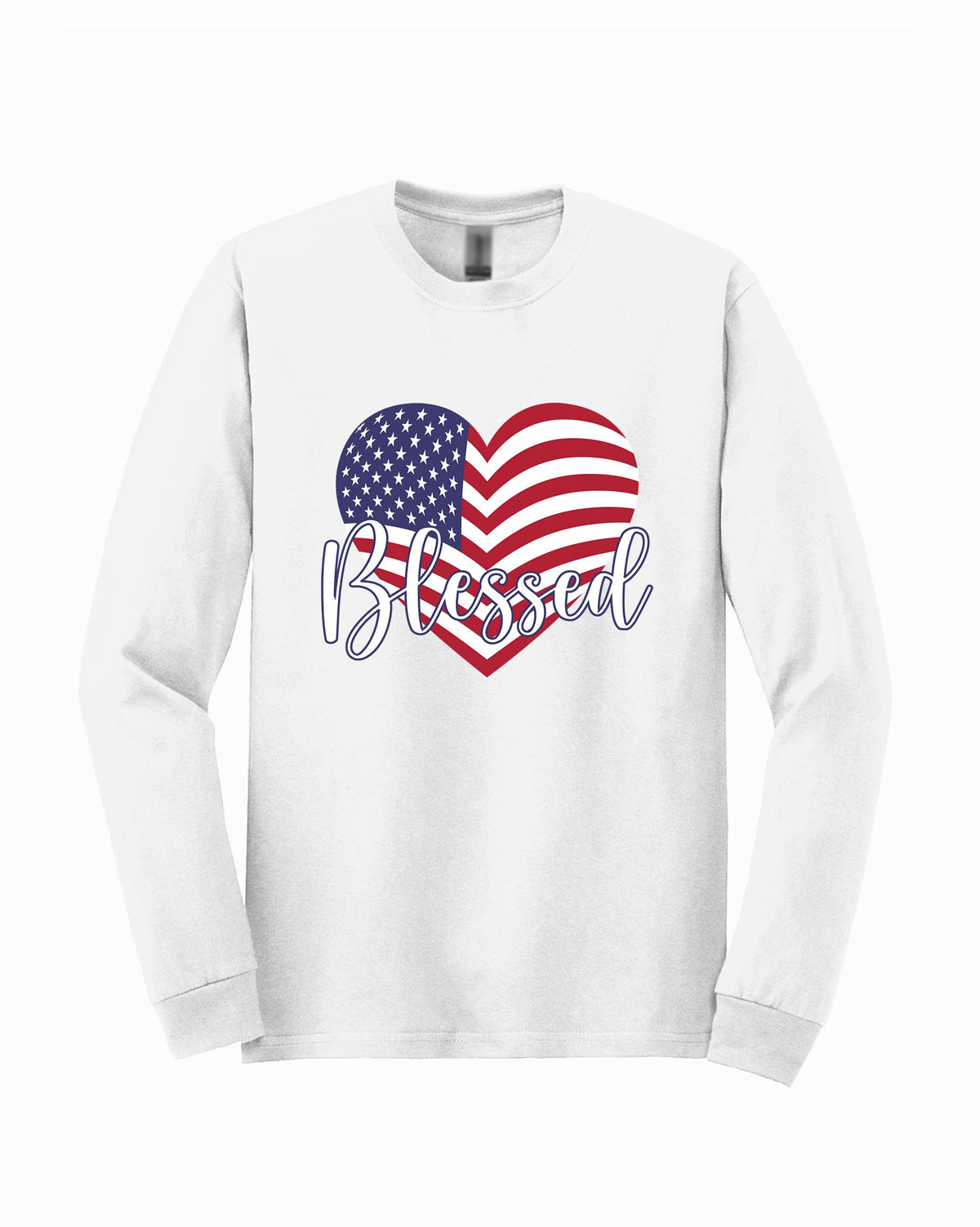 4th Of July Independence Day Blessed Heart America Patriotic Long Sleeve Shirt