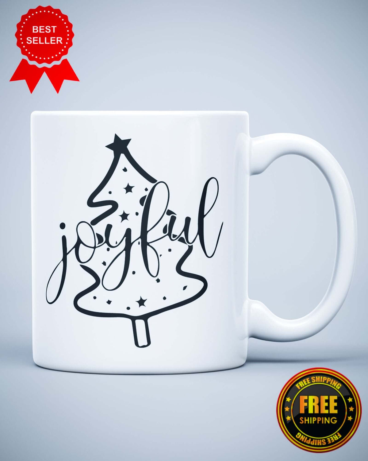 Joyful Christmas Present Ceramic Mug