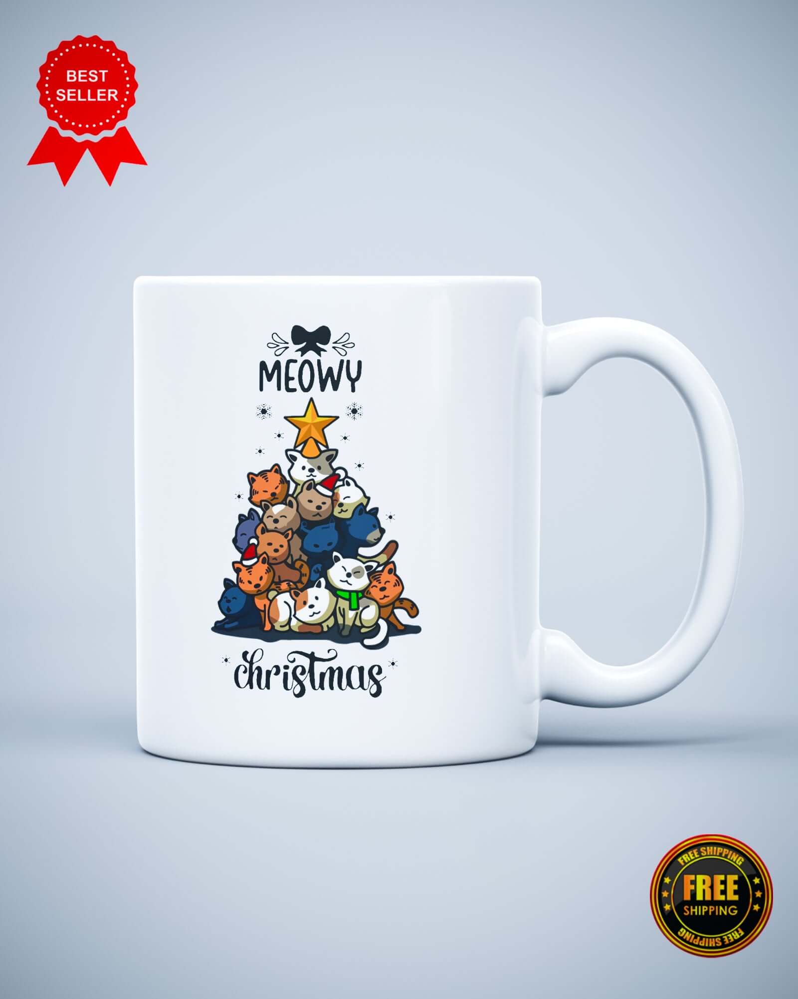 Meowy Christmas Ceramic Mug - ApparelinClick