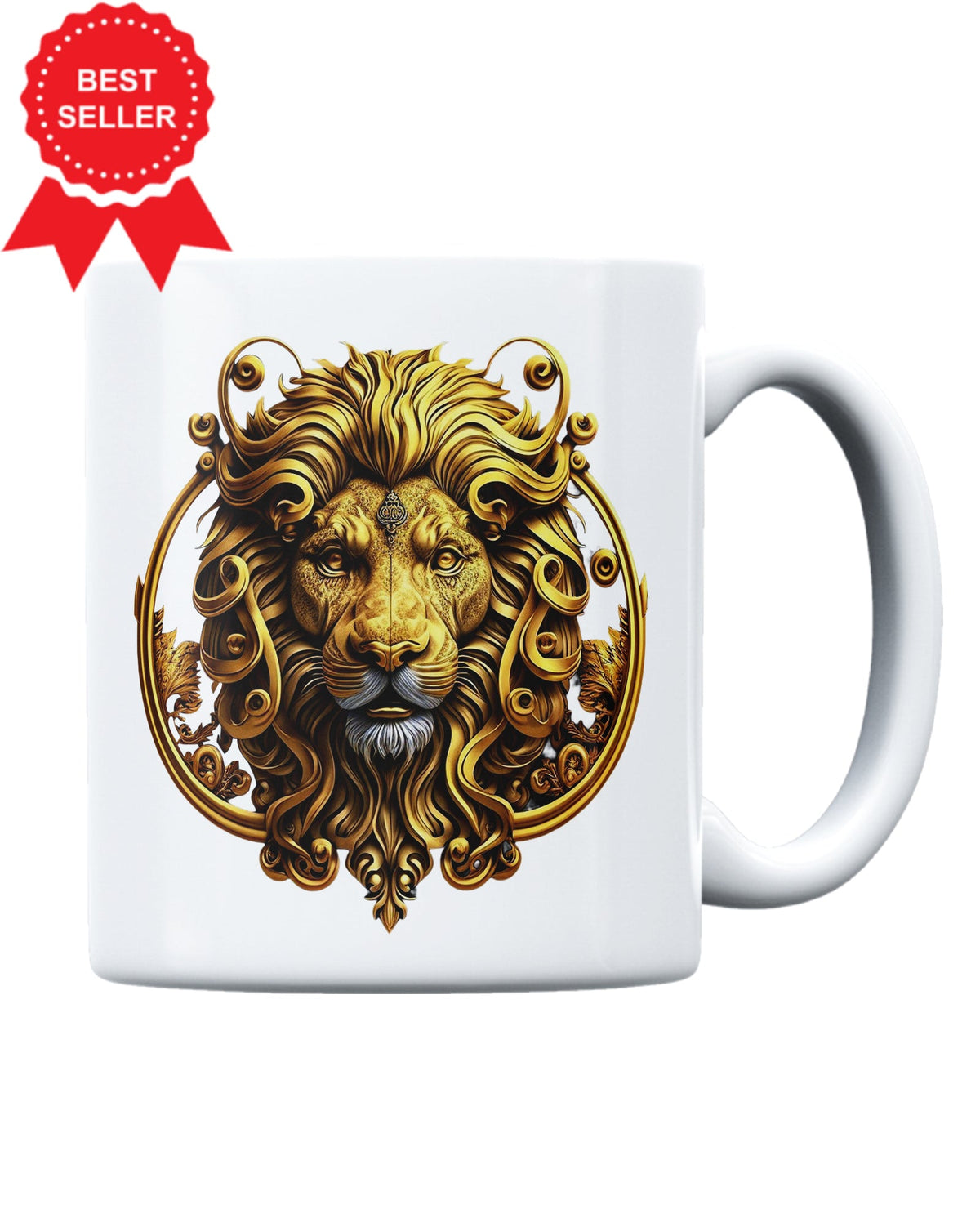 Angry Golden Lion Animal Face King Ceramic Mug