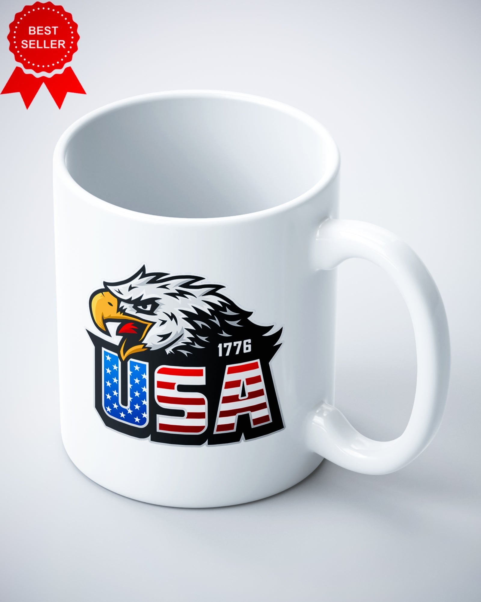 1776 USA Eagle Flag American Patriotic Veteran Ceramic Mug