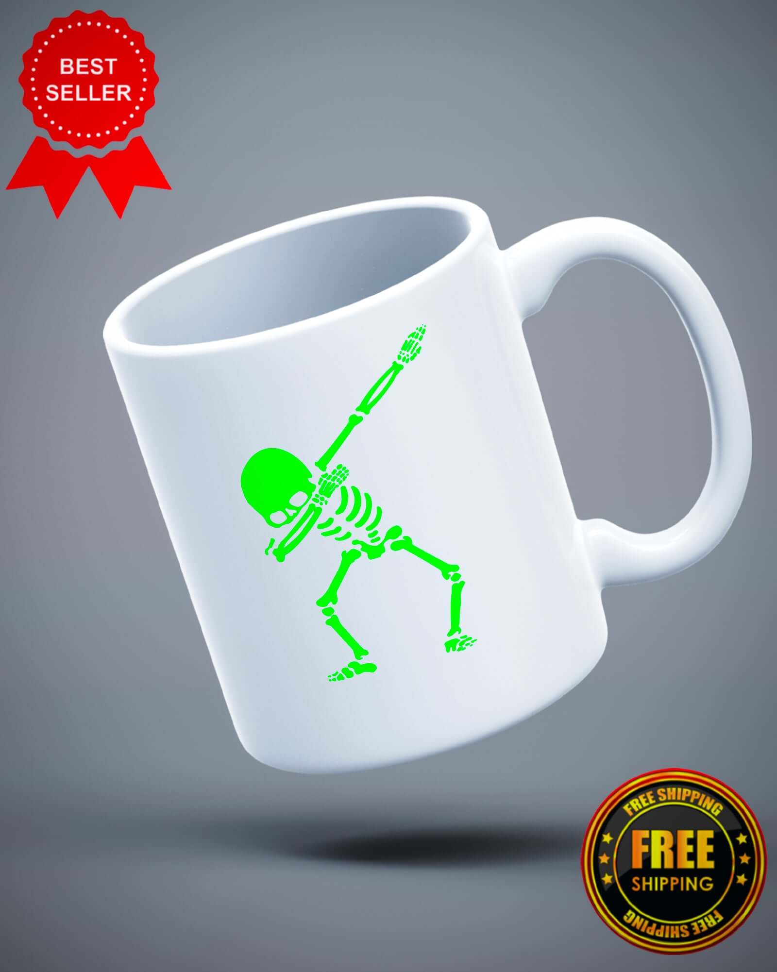 Dabbing Skeleton Christmas Funny Ceramic Mug - ApparelinClick
