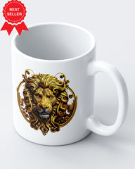 Angry Golden Lion Animal Face King Ceramic Mug