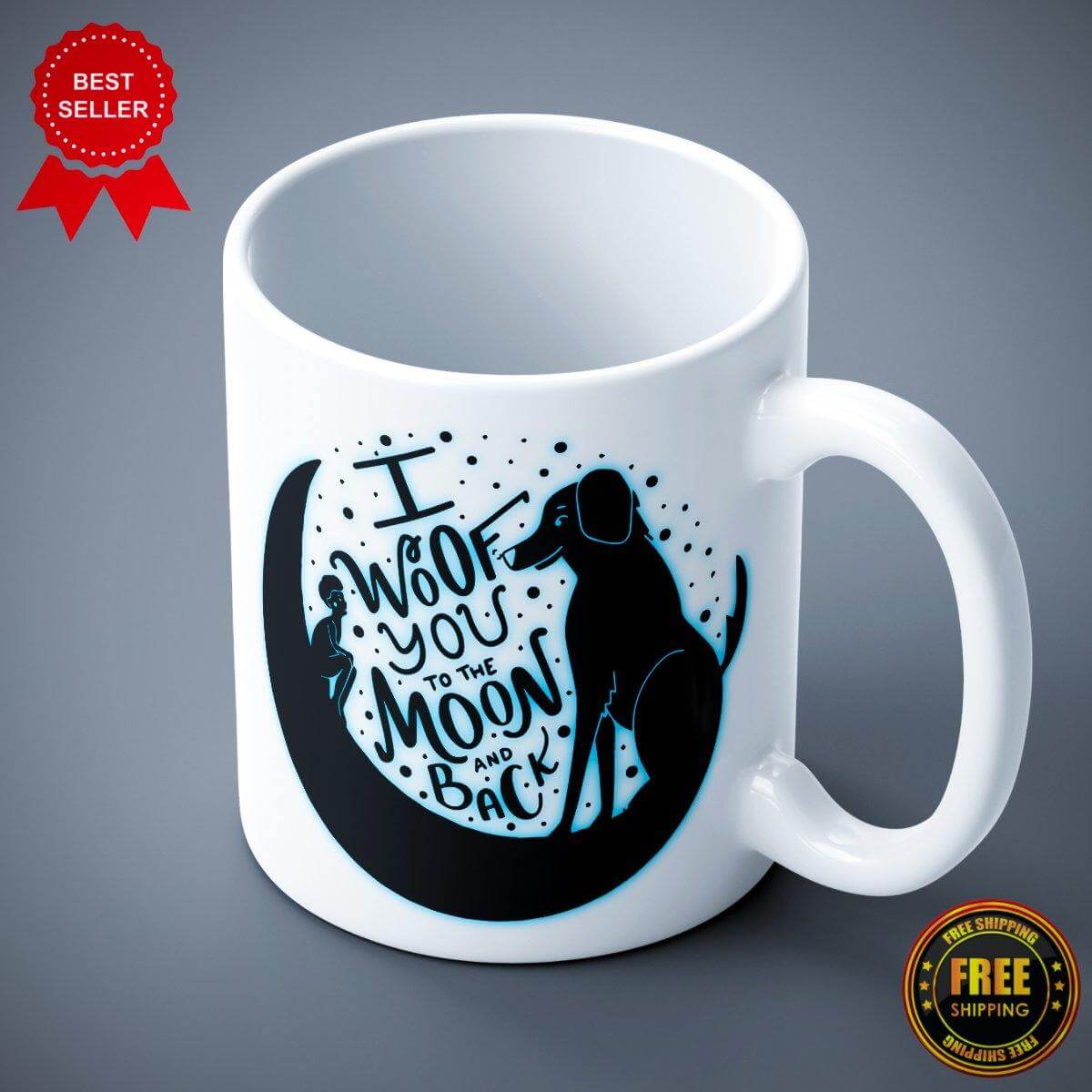 I Love You The Moon Dog Printed Mug - ApparelinClick
